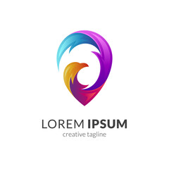 Obraz premium Eagle and pin logo with 3d concept in multiple color