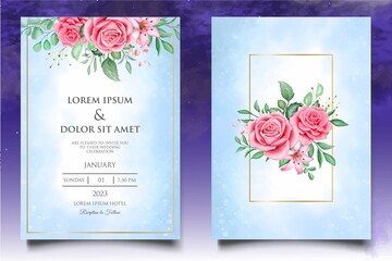 Beautiful Watercolor Floral Wedding Invitation Template