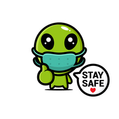 cute alien character design wearing a mask