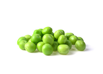 Peas green seeds (Pisum sativum) isolated on white background