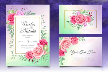 Watercolor Floral Wedding Invitation Template