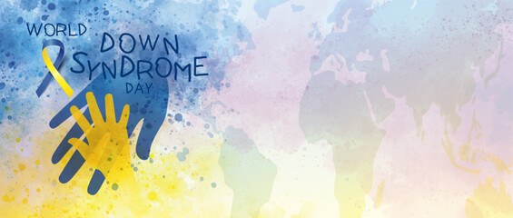 World down syndrome day banner design of watercolor vector illustration - 403148675