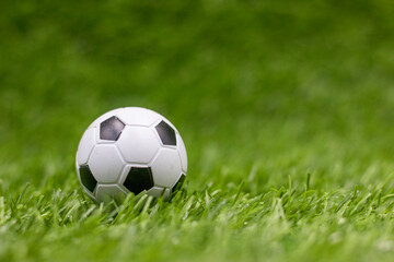 Fototapeta na wymiar Soccer ball is on green grass