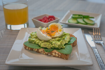 Smashed Avocado Toast with A Soft Boiled Egg