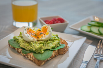 Smashed Avocado Toast with A Soft Boiled Egg