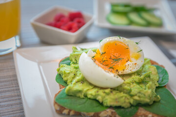 Smashed Avocado Toast with A Soft Boiled Egg