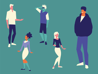 diversity male and female, people standing characters