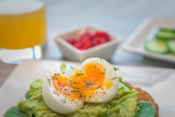 Smashed Avocado Toast with A Soft Boiled Egg