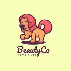Vector Logo Illustration Dog Mascot Cartoon Style.
