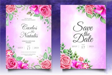 Watercolor Floral Wedding Invitation Template