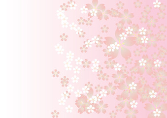 桃色の桜の花びら背景　横