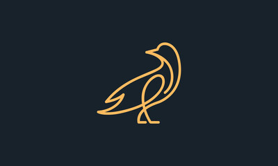 Creative Vector Illustration Logo Design. Minimal Line Bird Logo Concept.