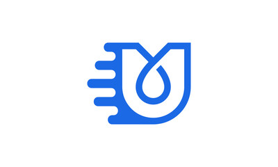 Creative Vector Illustration Logo Design. Initial Letter U with Water Drop and Movement Element Logo Concept.