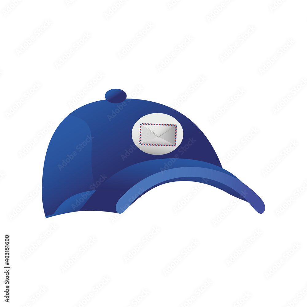 Sticker postal service, sport cap with envelope mail icon