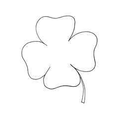 four leaf clover icon, sticker. sketch hand drawn doodle style. vector minimalism monochrome. plant, symbol of St. Patricks Day.