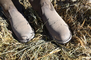 boots on the grass