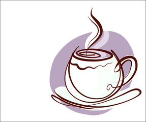 vector image with a cup of coffee or tea for menu design