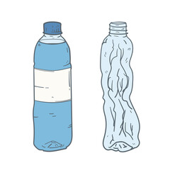 Cartoon reusing plastic bottles, Plastic Bottle Crushed