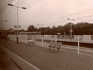 Empty bench in a train station 