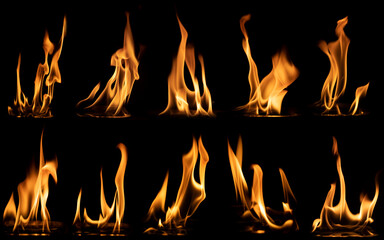 The flame were burning, the heat was hot, Black background