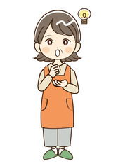 女性　ミドル世代　おばさん　主婦　閃く