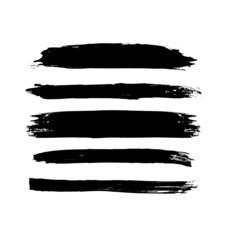 Vector black paint, ink brush stroke, brush, line or texture. Dirty artistic design element, box, frame or background for text. Vector paintbrush set. Grunge design elements. 