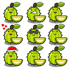 cute durian mascot collection vector design eps 10 on white background
