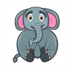 cute elephant mascot is sitting vector design eps 10 on white background