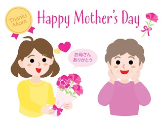 母の日のお母さんと娘とHappy Mother's Day のタイトル