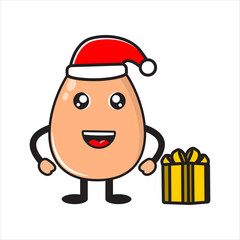 mascot chicken egg on christmas day vector design eps 10