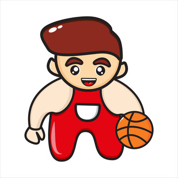 male mascot with basketball vector design eps 10 
