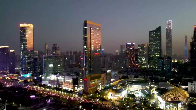 Aerial photography Guangzhou city modern architecture landscape skyline
