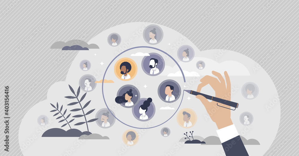 Poster target audience segmentation as customer group selection tiny person concept