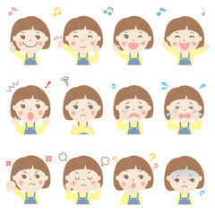 子供の表情いろいろ 上半身（女の子）04