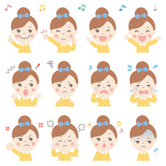 子供の表情いろいろ 上半身（女の子）03