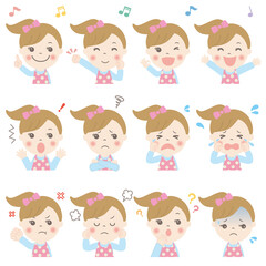 子供の表情いろいろ 上半身（女の子）02