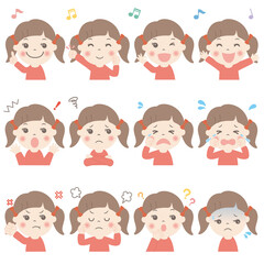 子供の表情いろいろ 上半身（女の子）01