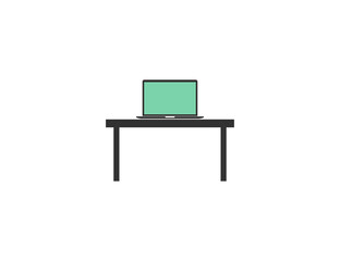 Office table, interior, workplace icon. Vector illustration, flat design.