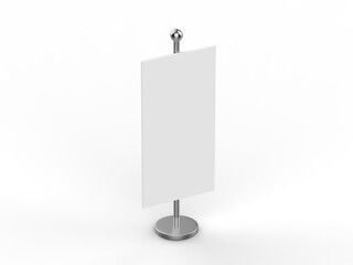 Outdoor advertising stand banner mockup on isolated white background, promotional stand mockup template ready for your design, 3d illustration