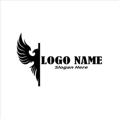 Phoenix bird black simple logo vector