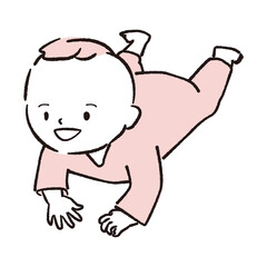 手描き1color　赤ちゃん　ズリバイ