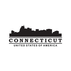 connecticut skyline silhouette vector logo
