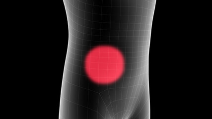 3d illustration of a children xray hologram showing pain area on the chest area