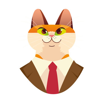 people art animal, cat dressed with suit and necktie