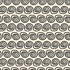 Seamless hand drawn ink pattern. Creative endless background with blots. Abstract striped texture with bold monochrome lines