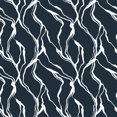 Seamless hand drawn ink pattern. Creative endless background with blots. Abstract striped texture with bold monochrome lines