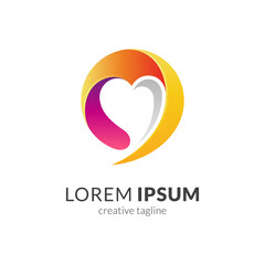 Love chat logo. Bubble chat combination with heart shape in modern logo concept