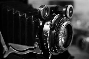 Vintage lens on an old rangefinder camera