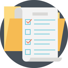 Survey list with file folder vector icon