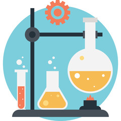 Chemical laboratory experiment process flat icon